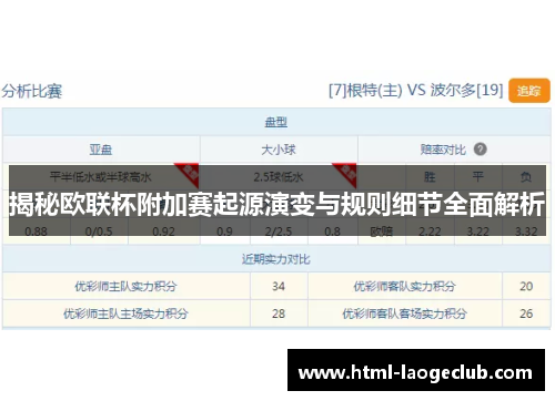 揭秘欧联杯附加赛起源演变与规则细节全面解析
