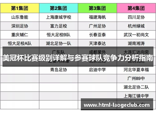 美冠杯比赛级别详解与参赛球队竞争力分析指南