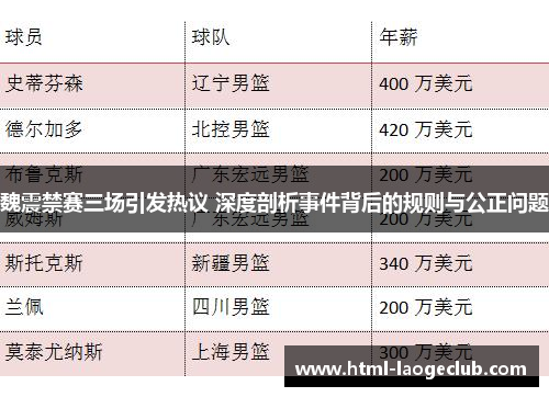 魏震禁赛三场引发热议 深度剖析事件背后的规则与公正问题
