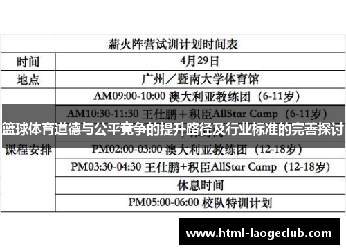篮球体育道德与公平竞争的提升路径及行业标准的完善探讨